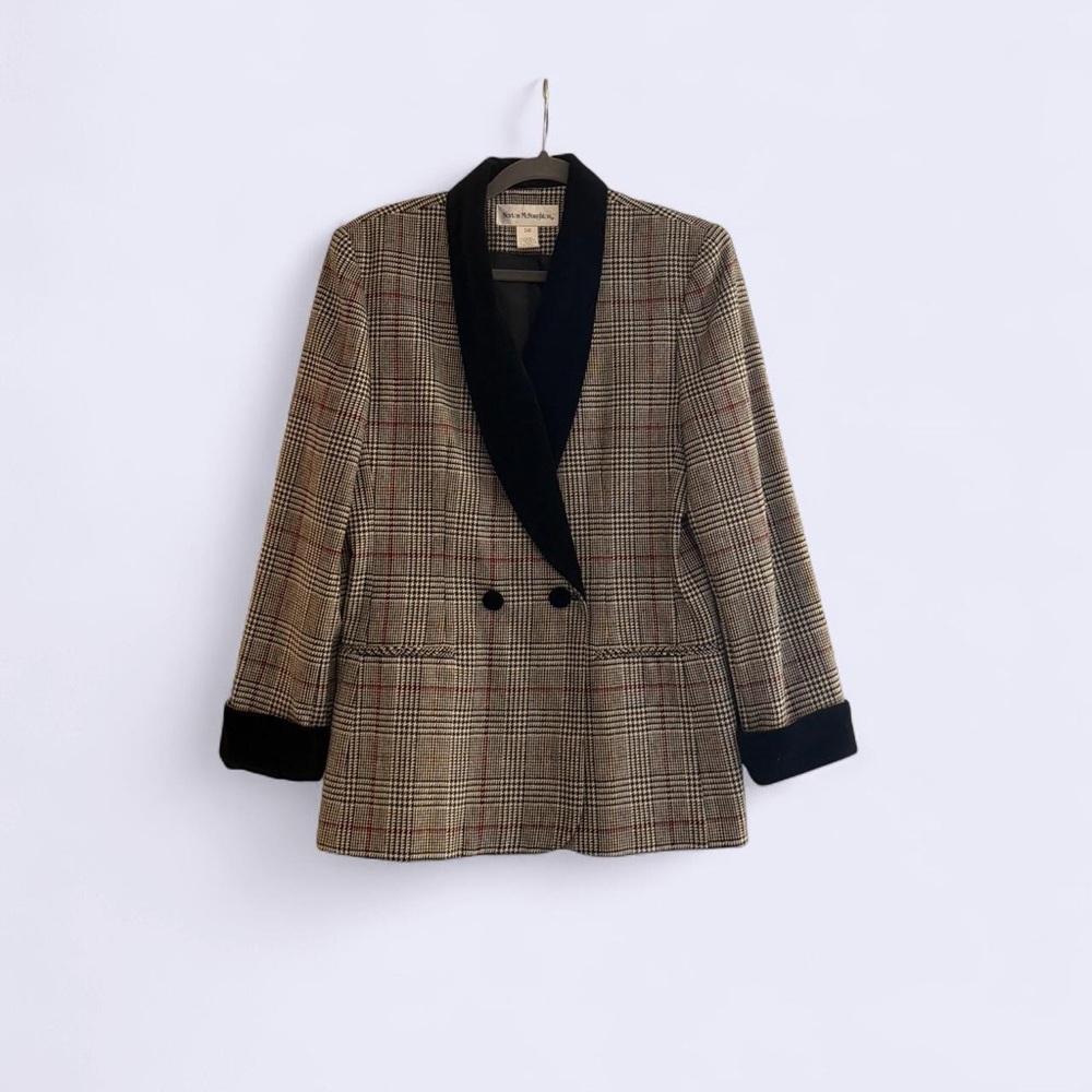 Plaid Women's Blazer with Black Accents